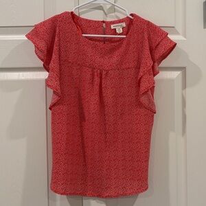 Monteau Red Ruffle Sleeve Blouse